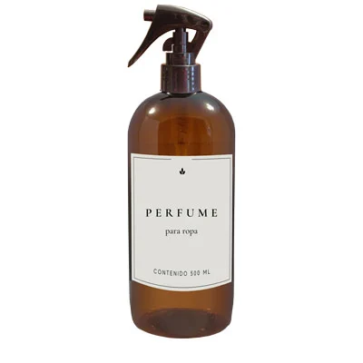 Dispenser de plastico color ambar con etiqueta blanca valvula gatillo