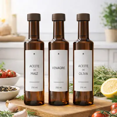 Combo 3 Botellas Redondas de Vidrio 250 ml