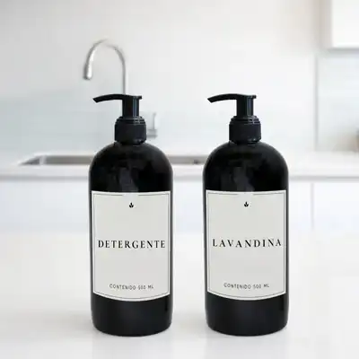 Combo Dispensers Cocina Plástico Negro 500 ml