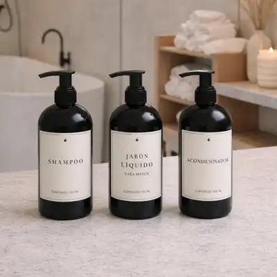 Set de Baño Plástico Negro 500 ml