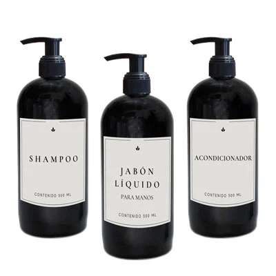 Set de Baño Plástico Negro 500 ml